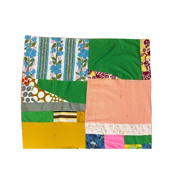 Vintage Handmade Patchwork Quilt Small Lap Blanket Cottagecore Decor Used - Picture 6 of 9